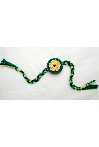 Happy Threads Handcrafted Crochet Raakhi (Green & Black)